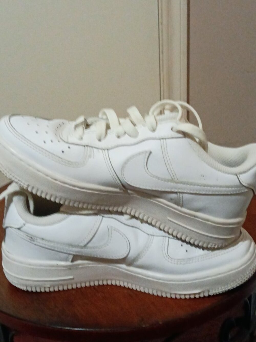 Nike Air Force 1 Low White Leather Lace Up Sneakers Kids Size 3.5Y DH2920-111 - Picture 12 of 14